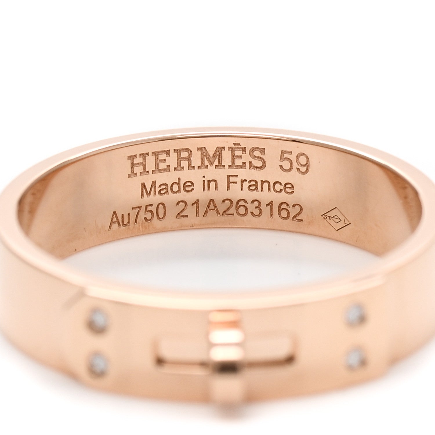 Hermes 18K Rose Gold Diamond PM Kelly Ring 59 8.75 4 of 4