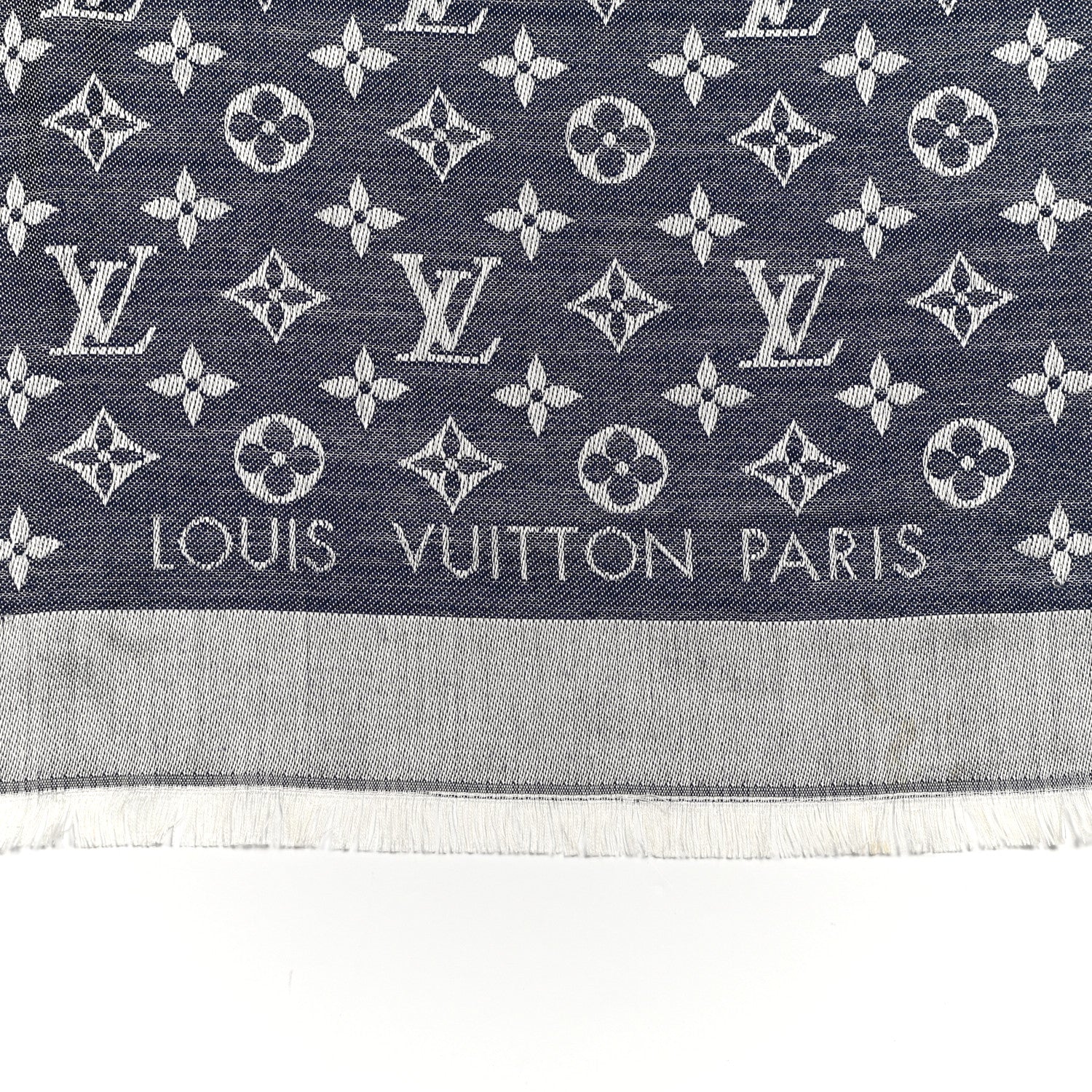 Louis Vuitton Silk Wool Monogram Denim Shawl Blue 2 of 7
