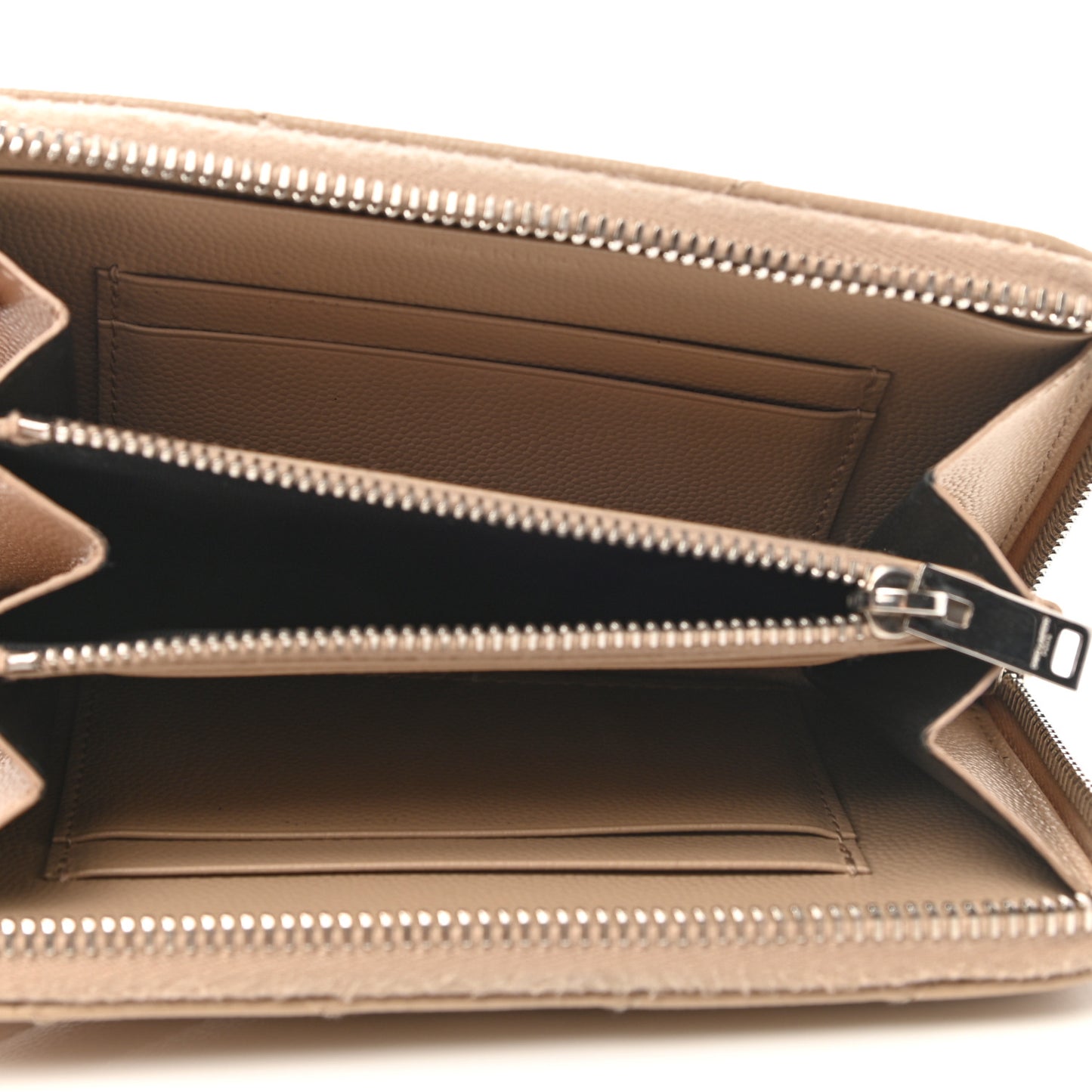 Grain De Poudre Matelasse Chevron Monogram Zip Around Wallet Beige
