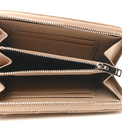 Saint Laurent Grain De Poudre Matelasse Chevron Monogram Zip Around Wallet Beige 6 of 7