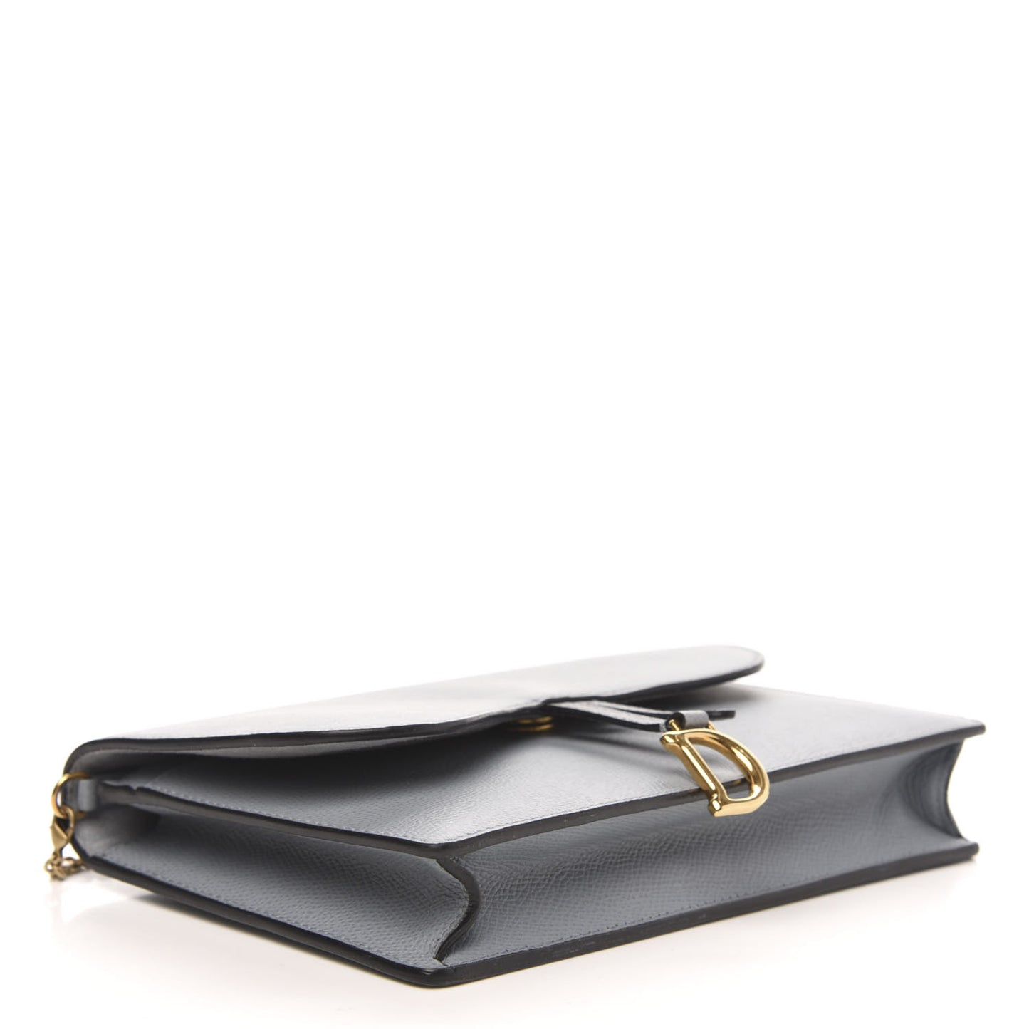 Grained Calfskin Saddle Chain Pouch Cloud Blue
