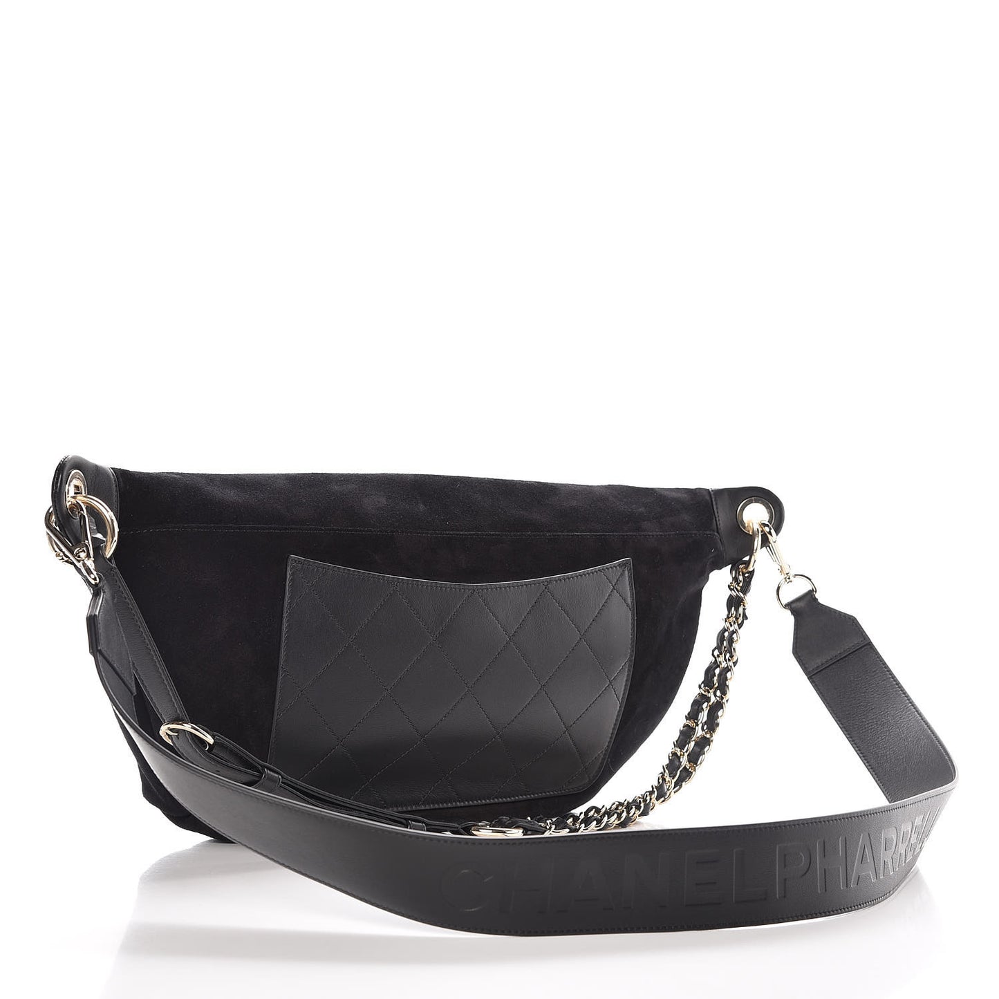 x Pharrell Williams Suede Calfskin Oversized Waist Belt Bag Black