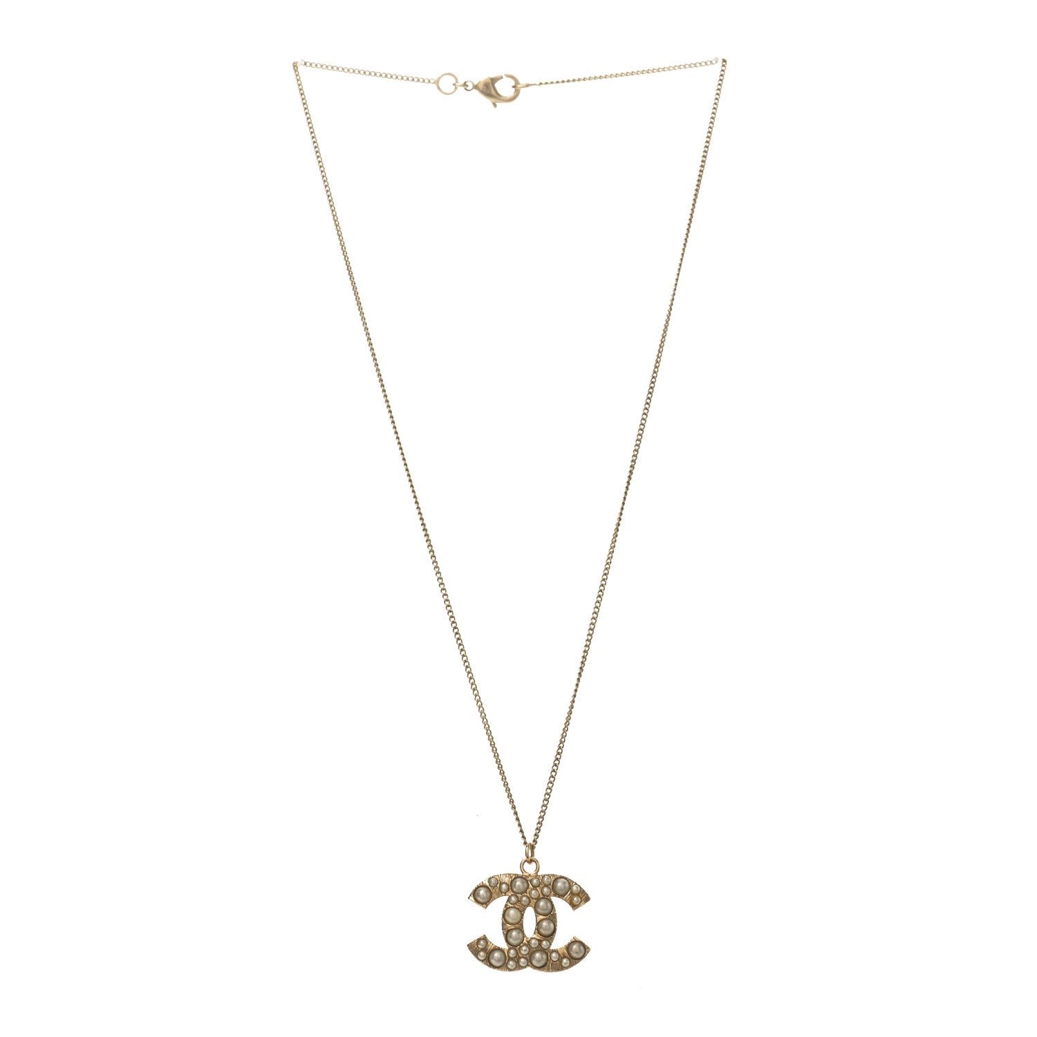 Chanel Pearl CC Pendant Necklace Gold 3 of 4