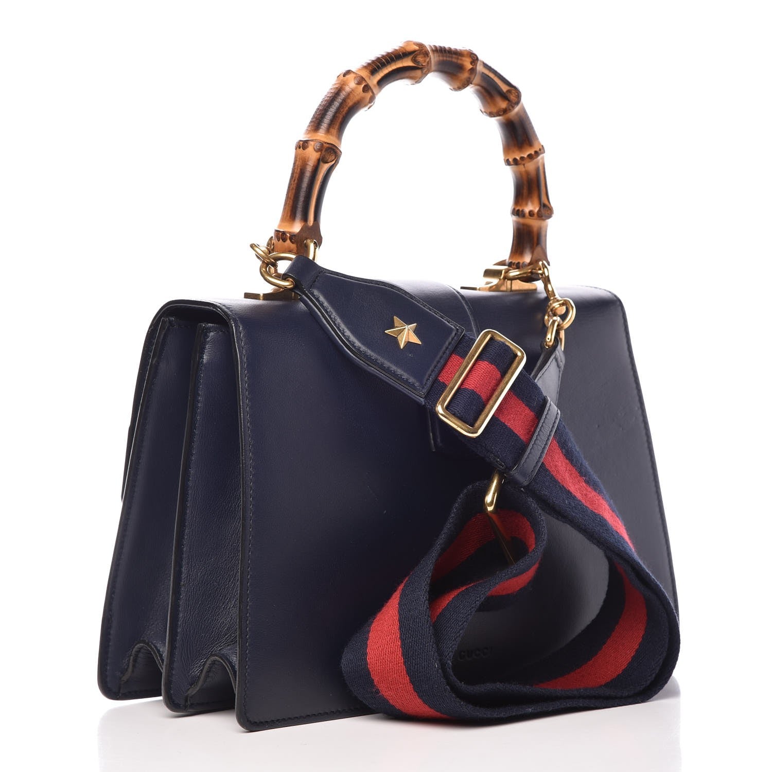 Gucci Moon Calfskin Bamboo Web Medium Dionysus Top Handle Bag Blue Emerald Hibiscus Red 3 of 11