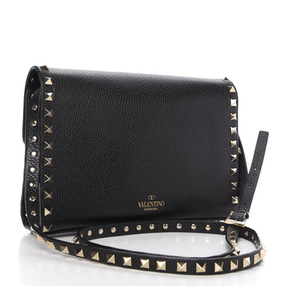 Valentino Garavani Pebbled Calfskin Medium Rockstud Flip Lock Crossbody Bag Black 3 of 10