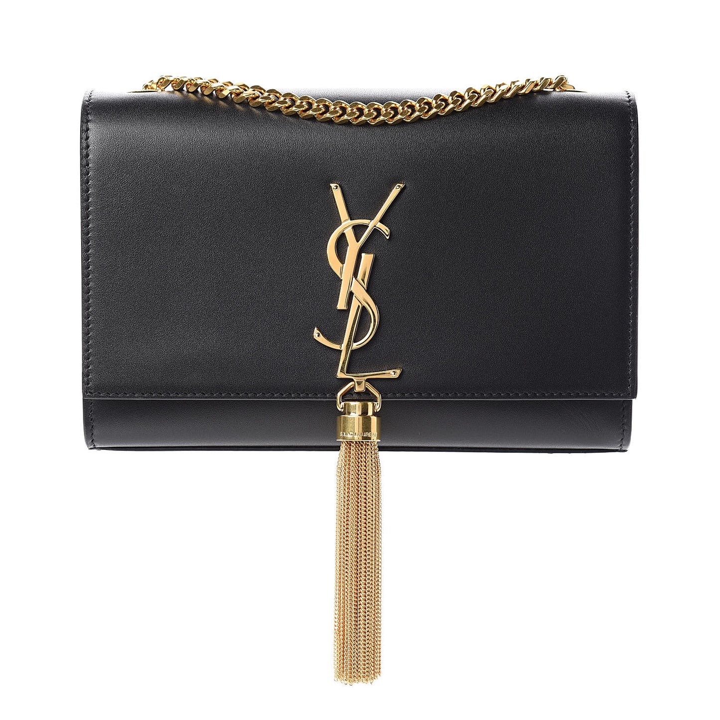 Calfskin Small Classic Monogram Kate Tassel Satchel Black