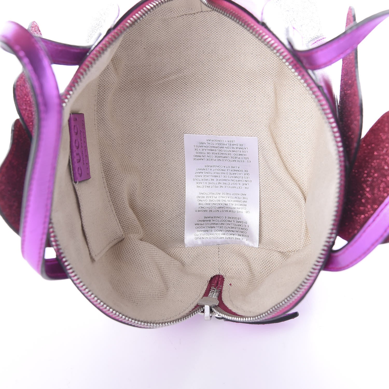 Gucci Metallic Calfskin Childrens Zoo Bee Bag Purple 4 of 7