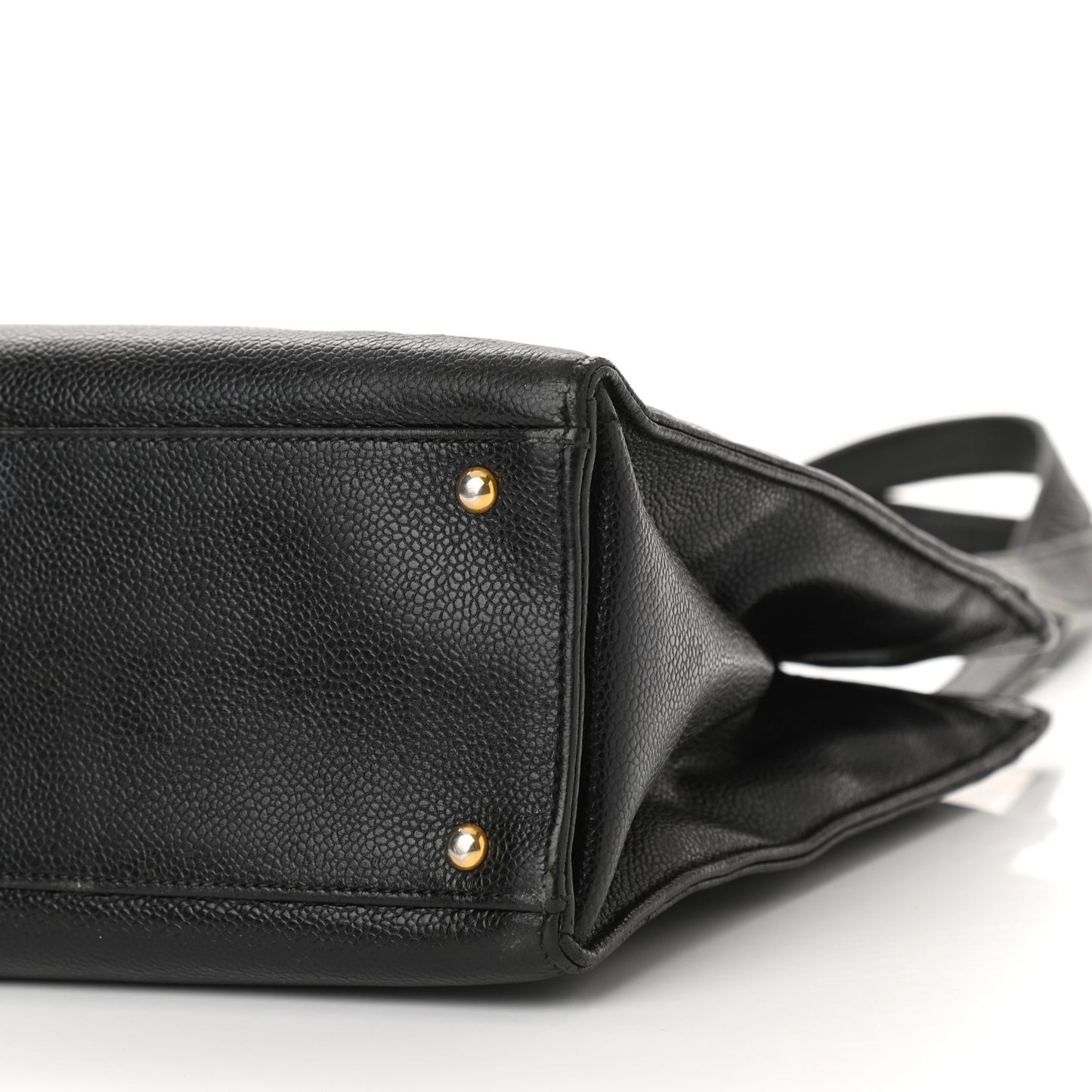 Caviar Embroidered Logo Shoulder Bag Black