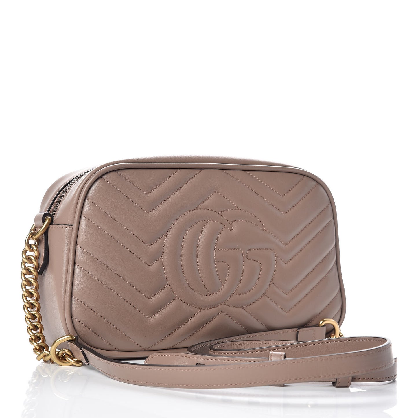 Calfskin Matelasse Small GG Marmont Chain Shoulder Bag Porcelain Rose