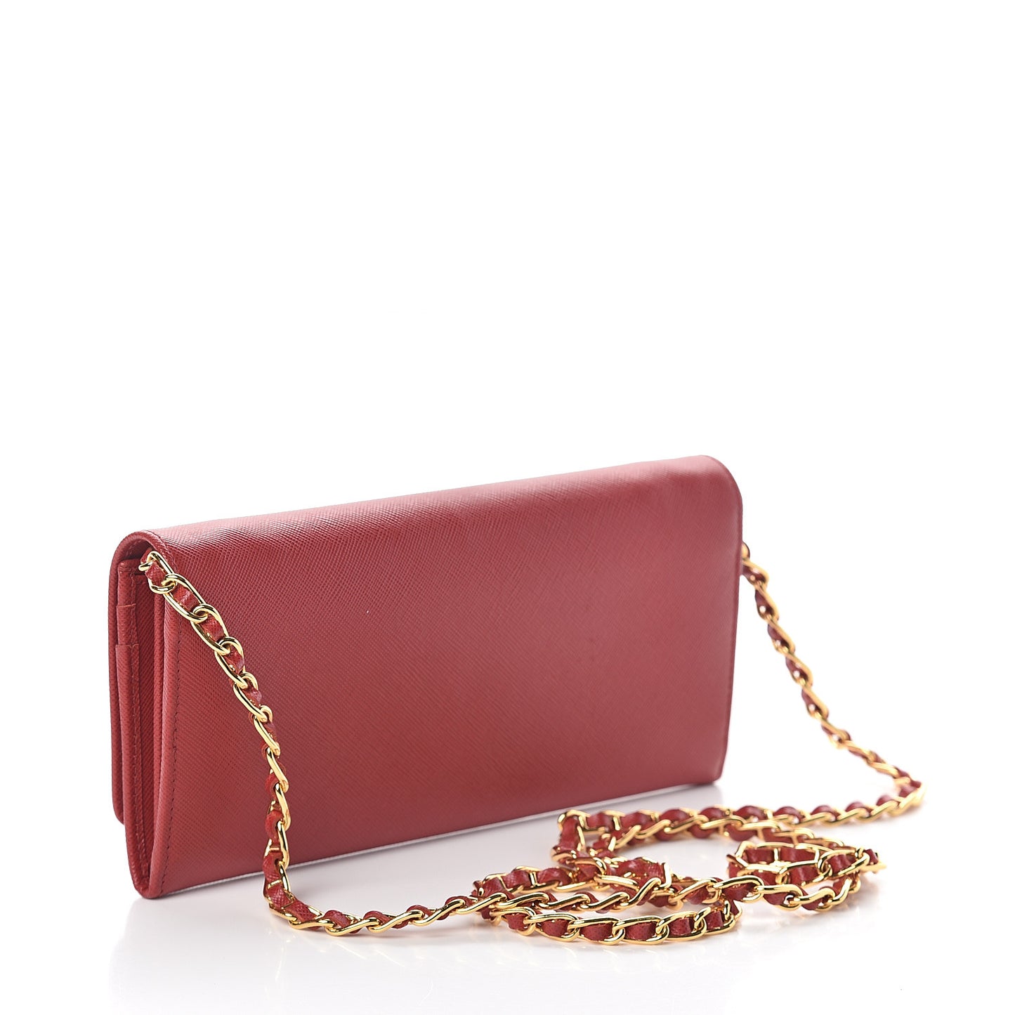 Saffiano Metal Oro Chain Wallet Fuoco
