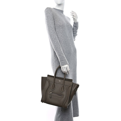Celine Drummed Calfskin Micro Luggage Souris 2 of 8