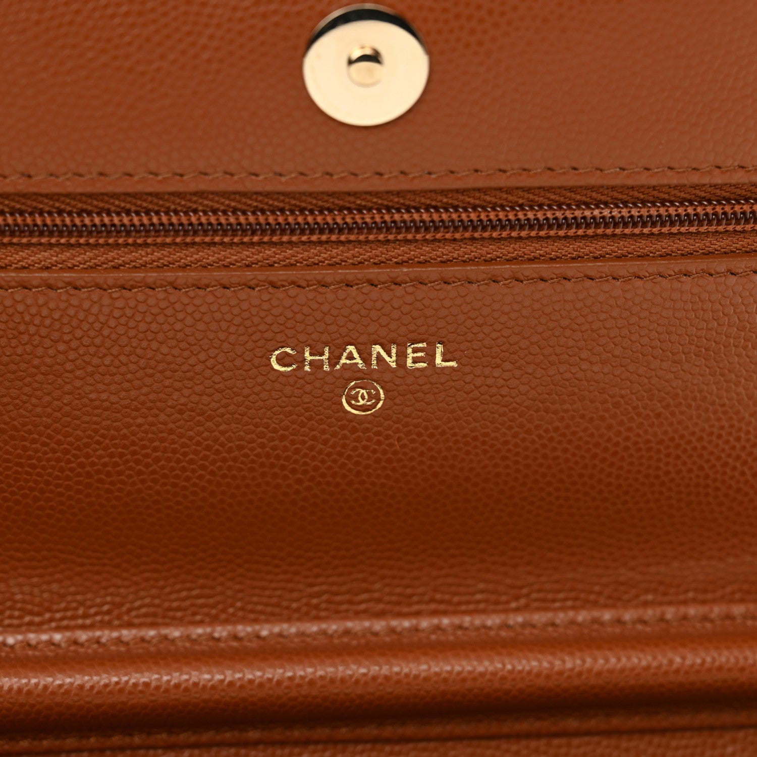 Chanel Shiny Caviar Quilted Strass Wallet On Chain WOC Light Brown 6 of 11