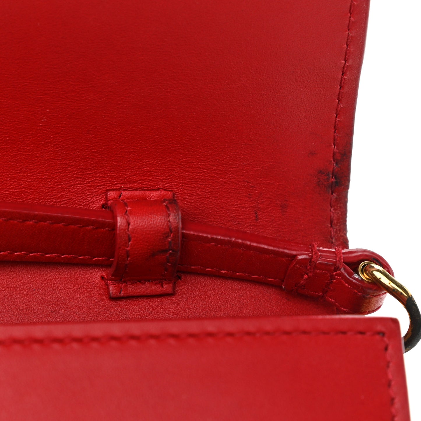 Smooth Calfskin Classic Monogram Kate Wallet On Chain Red