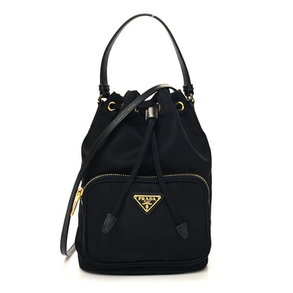 Prada Saffiano Tessuto Nylon Mini Bucket Crossbody Bag Black 1 of 11