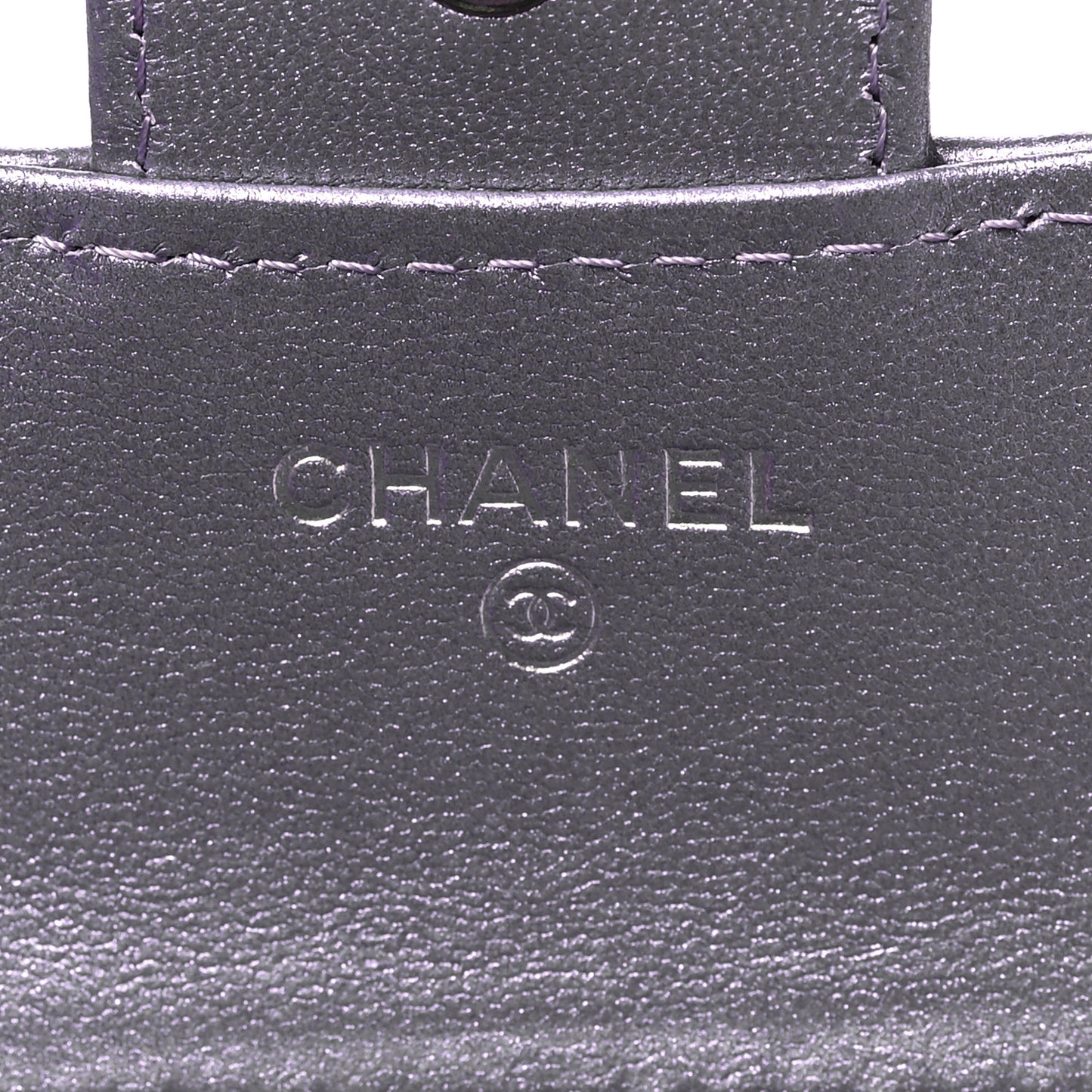 Iridescent Lambskin Quilted Compact Flap Wallet Purple