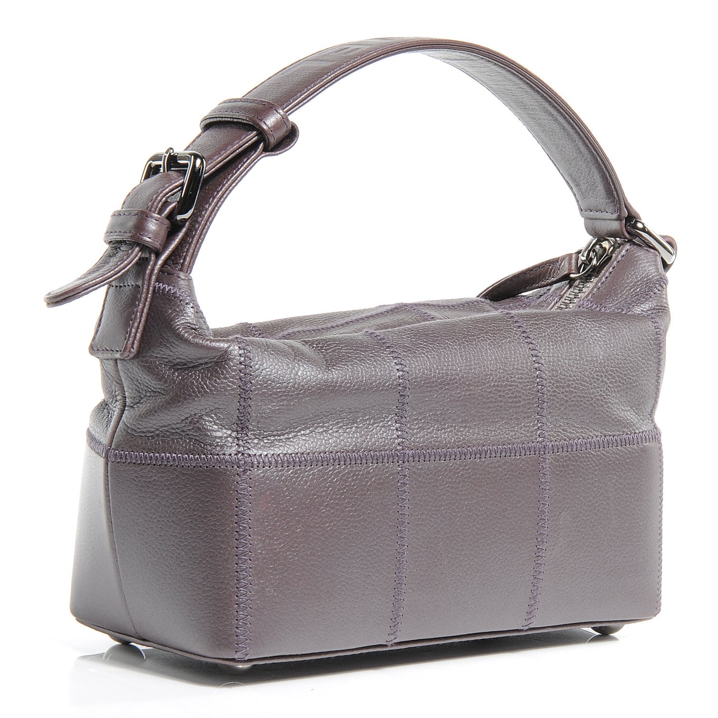 Caviar Square Stitched Bag Metallic Violet