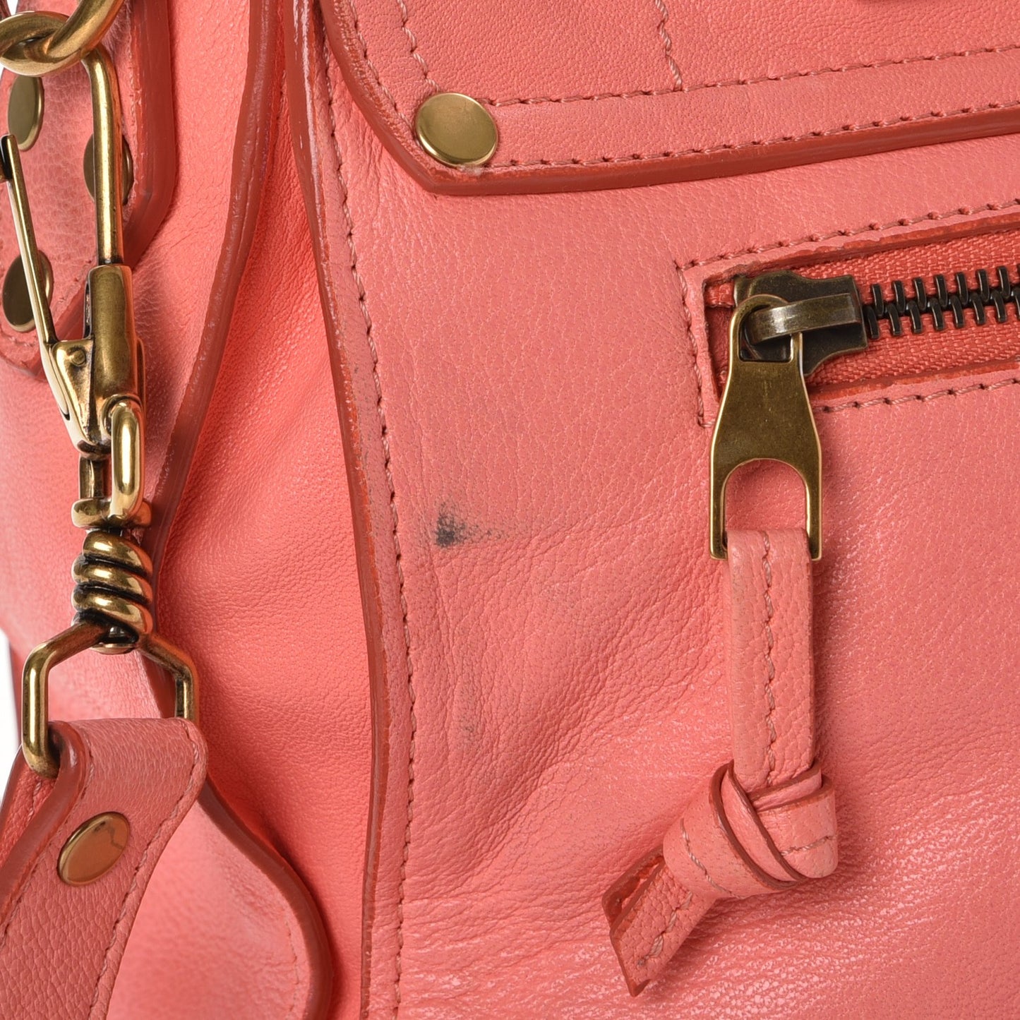 Lambskin Medium PS1 Satchel Neon Coral