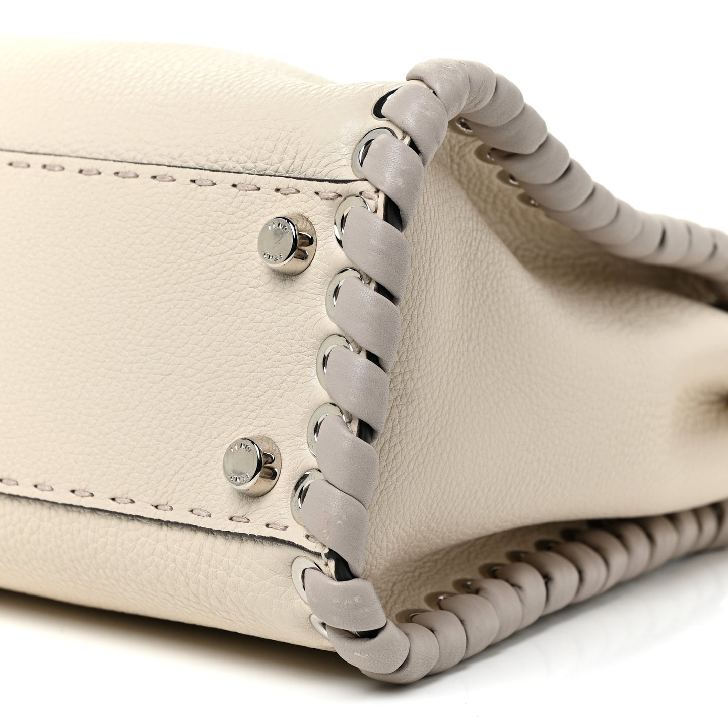 Cuoio Romano Selleria Vitello Dolce Lace Up Medium Peekaboo Iconic Satchel Camelia Milk Grigio Polvere