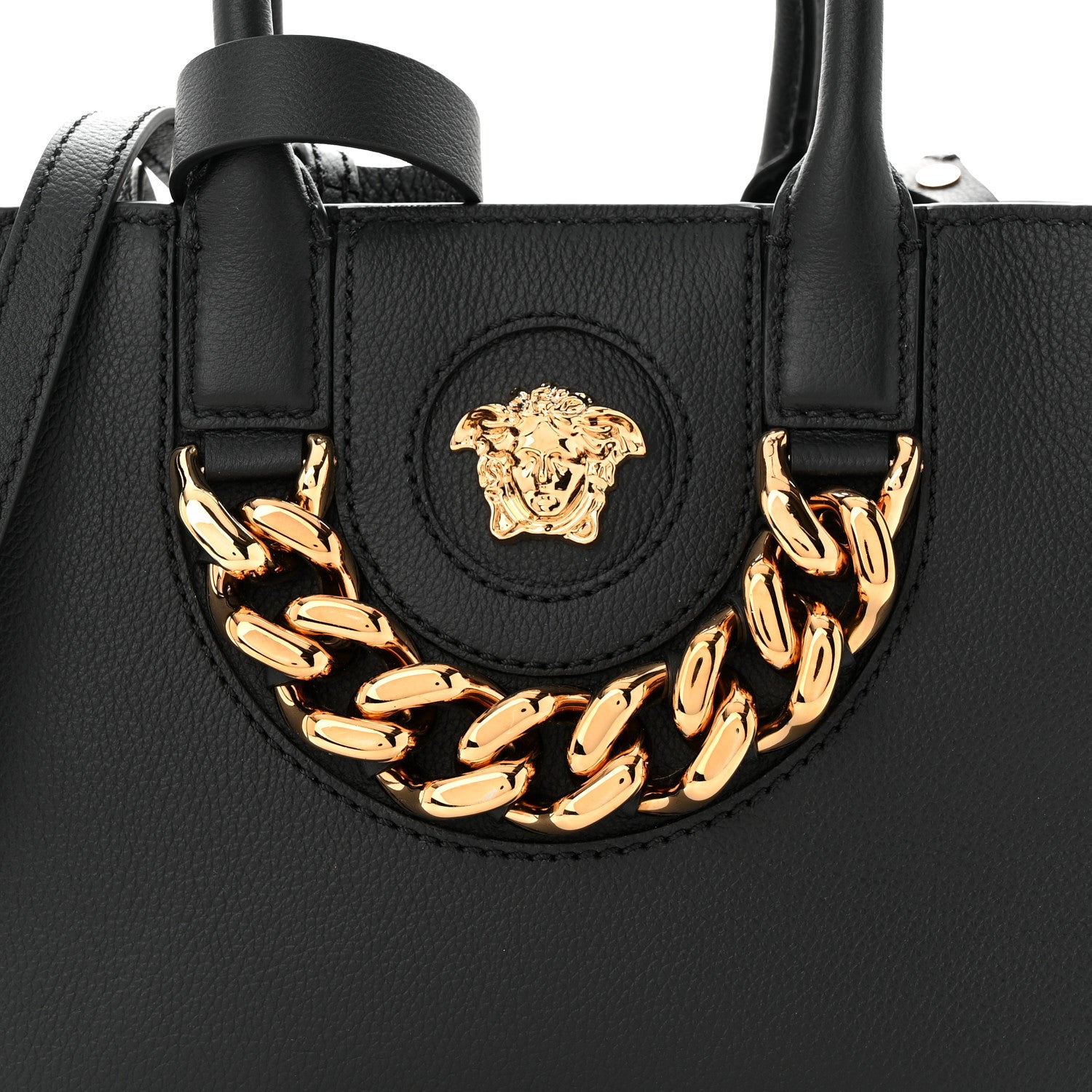 Versace Grained Calfskin Small La Medusa Tote Bag Black 7 of 9