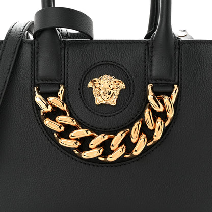 Versace Grained Calfskin Small La Medusa Tote Bag Black 7 of 9