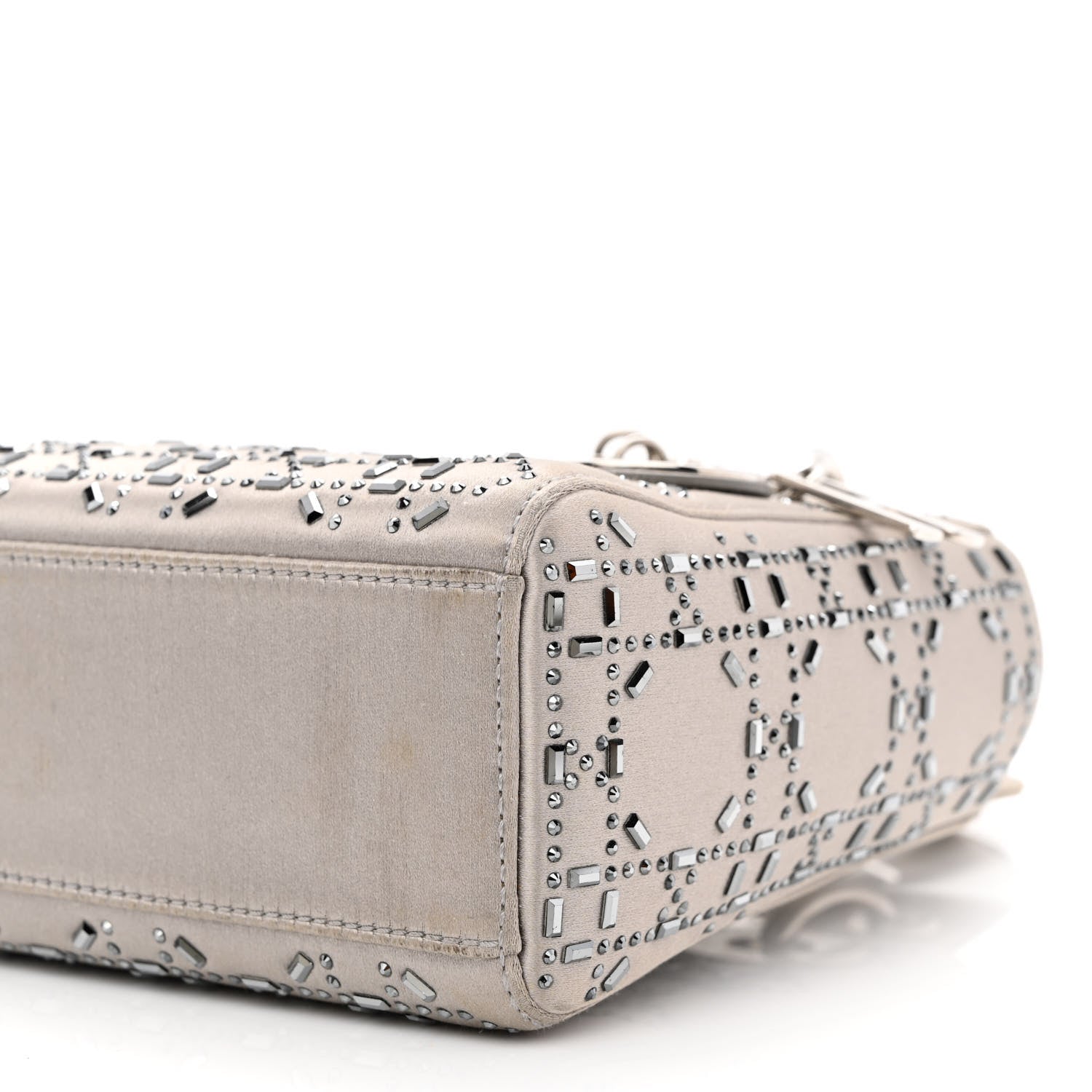 Christian Dior Satin Crystal Cannage Mini Lady Dior Gray 10 of 11