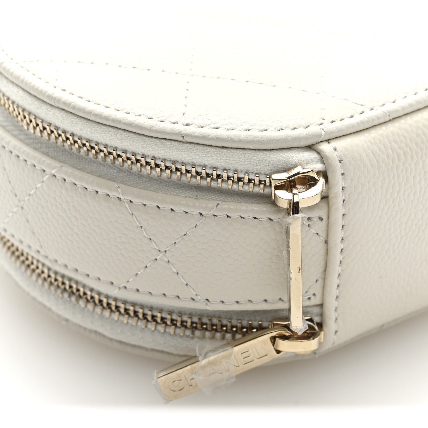 Chanel Caviar Quilted Round Handle With Care Vanity With Chain White 10 of 12