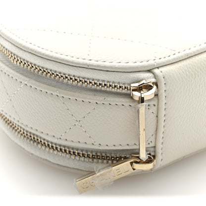Chanel Caviar Quilted Round Handle With Care Vanity With Chain White 10 of 12