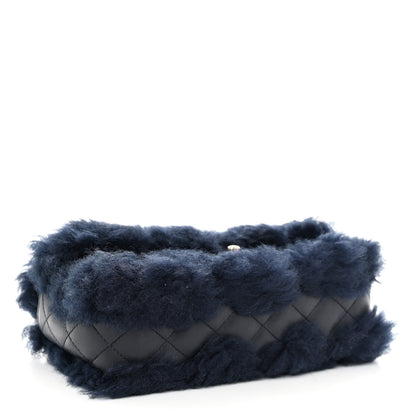 Chanel Shearling Lambskin Quilted Flap Navy Blue 4 of 10