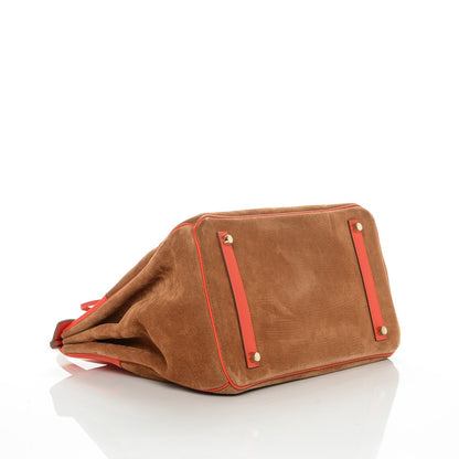 Hermes Veau Doblis Swift Grizzly Birkin 35 Chamois Capucine 6 of 29