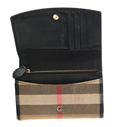 Burberry Grainy Calfskin House Check Wellington Wallet Mahogany Black 6 of 10
