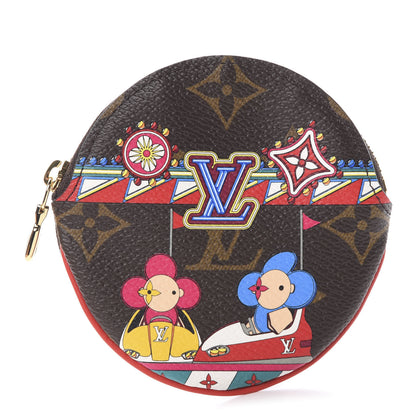 Louis Vuitton Monogram 2020 Christmas Animation Bumper Cars Round Coin Purse Coquelicot 1 of 8