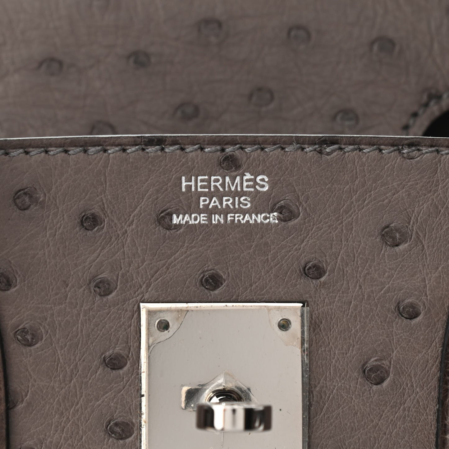 Ostrich Birkin 30 Gris Tourterelle