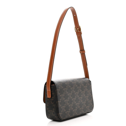 Celine Triomphe Canvas Calfskin Ava Shoulder Bag Tan 3 of 11
