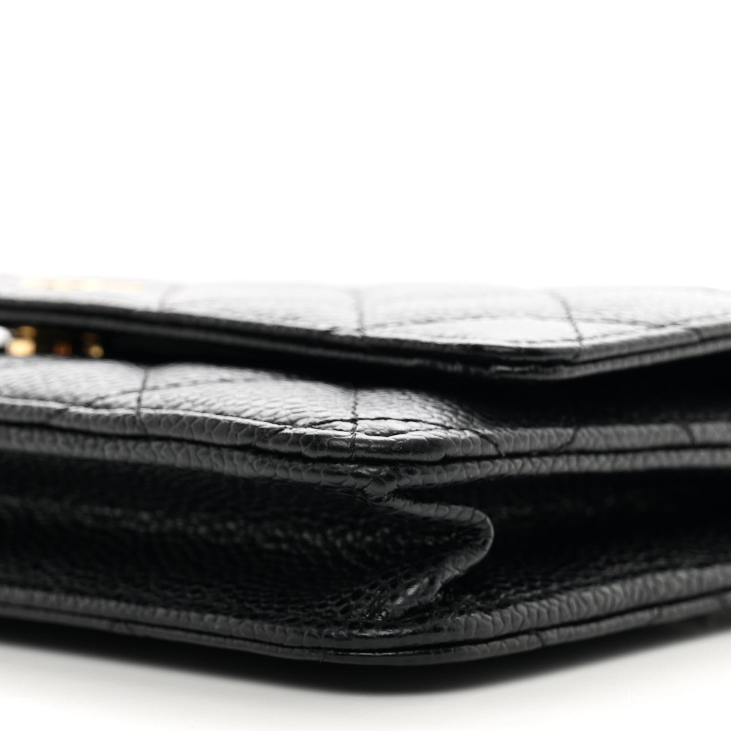 Caviar Quilted Wallet on Chain WOC Black