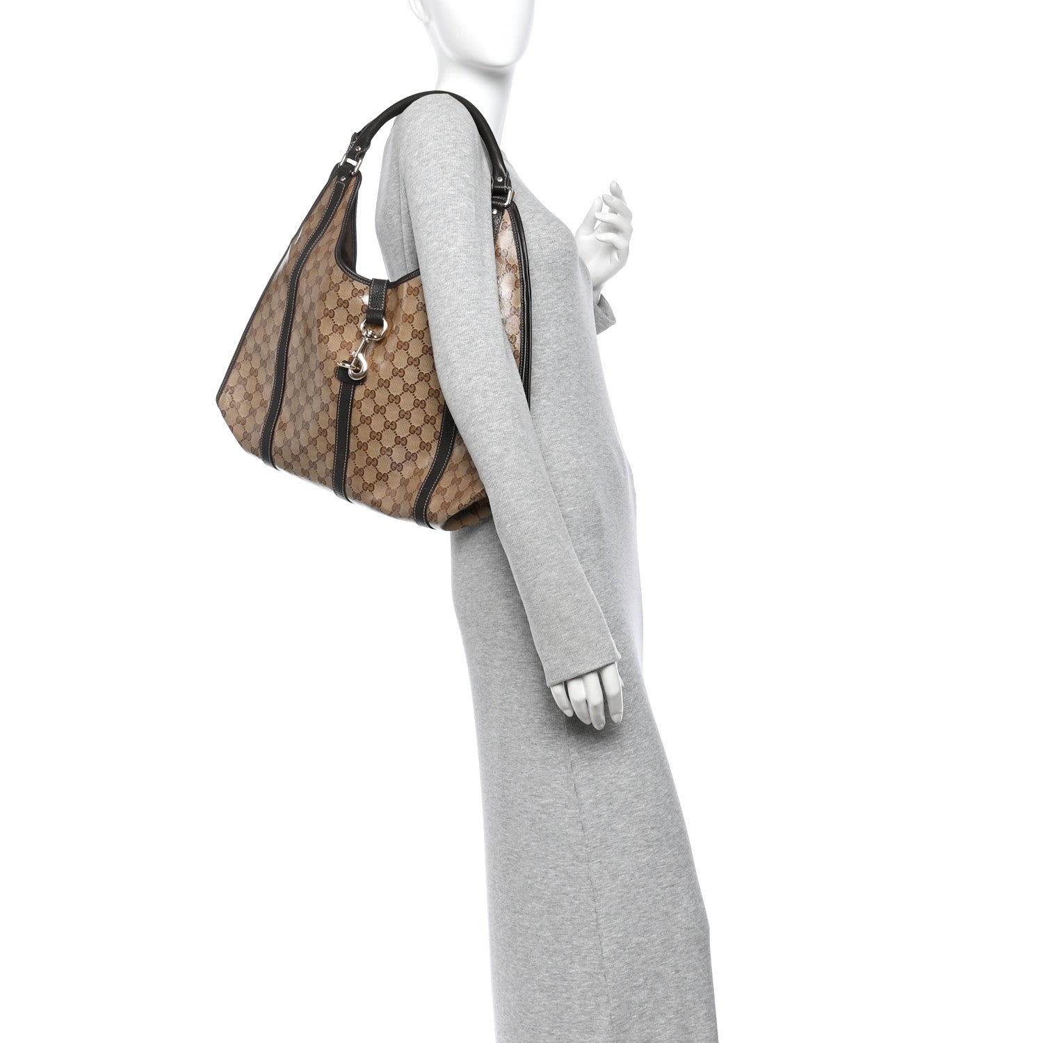 Gucci Crystal Monogram Dollar Calfskin Medium Joy Shoulder Bag Beige Ebony Testa Di Moro 2 of 10