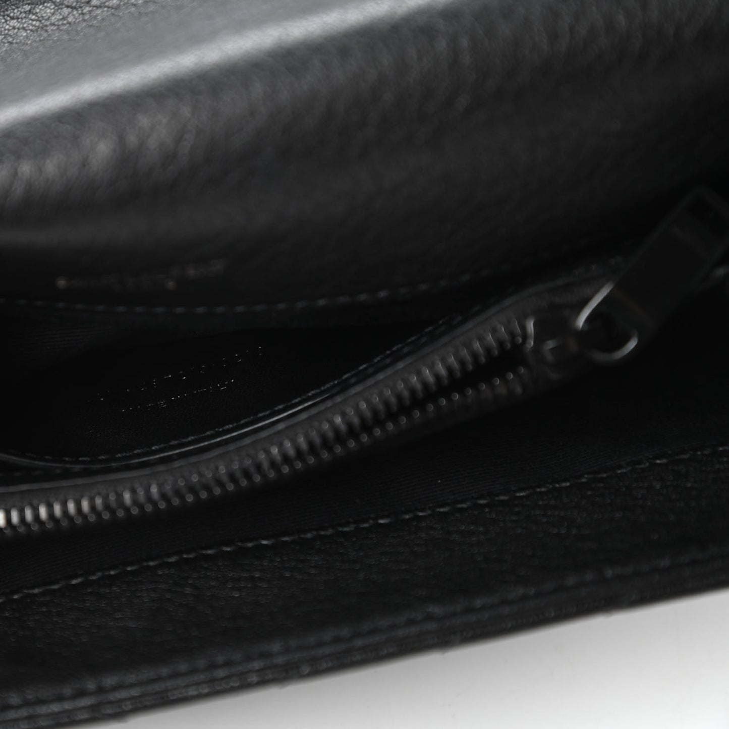 Sheepskin Matelasse Chevron Monogram Monochrome Medium College Bag Black