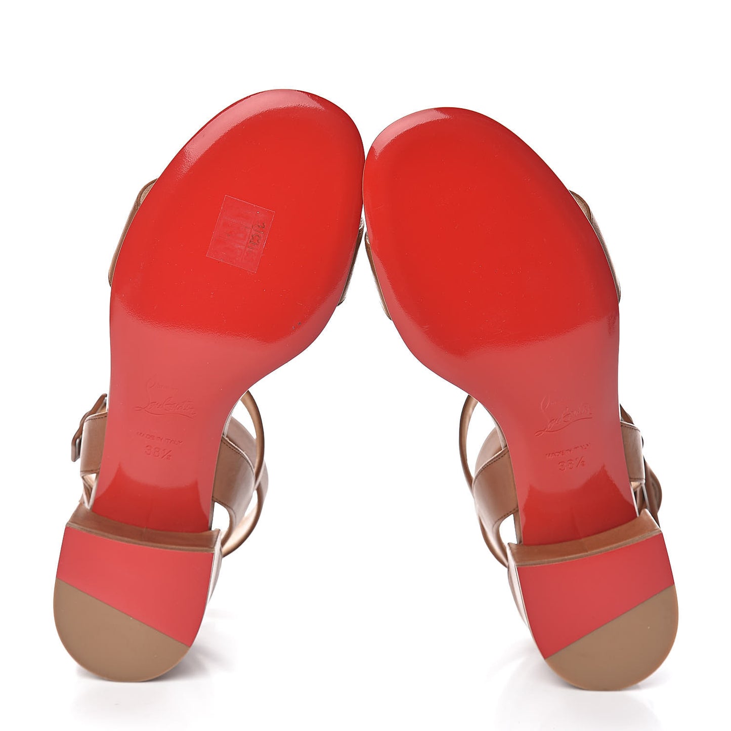 Calfskin Multipot 25 Block Heel Sandals 38.5 Cuoio