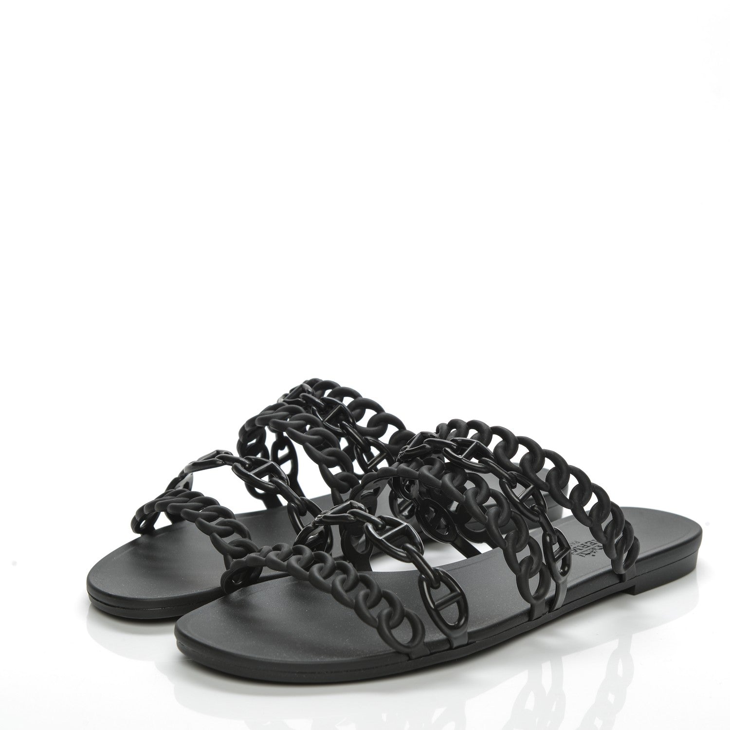 Hermes Rubber Chaine d'Ancre Nude Sandals 39 Black 3 of 7