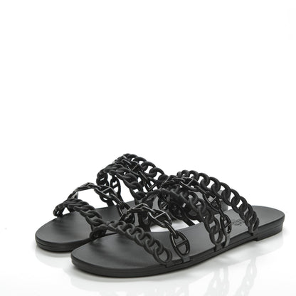Hermes Rubber Chaine d'Ancre Nude Sandals 39 Black 3 of 7