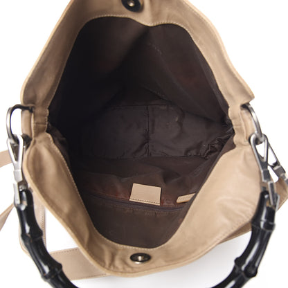 Gucci Calfskin Bamboo Top Handle Hobo Beige 5 of 16