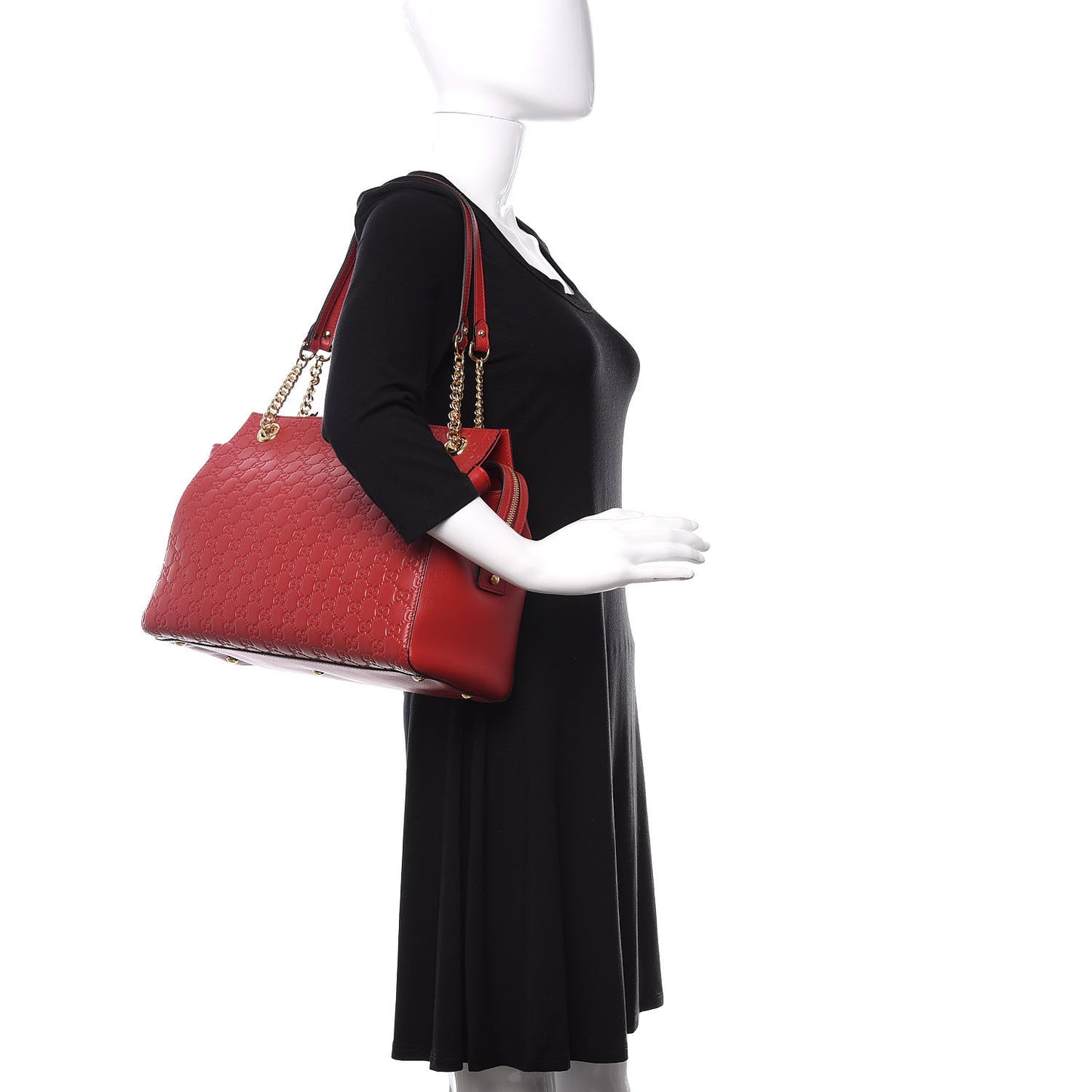 Soft Guccissima Signature Large Shoulder Tote Bag Hibiscus Red