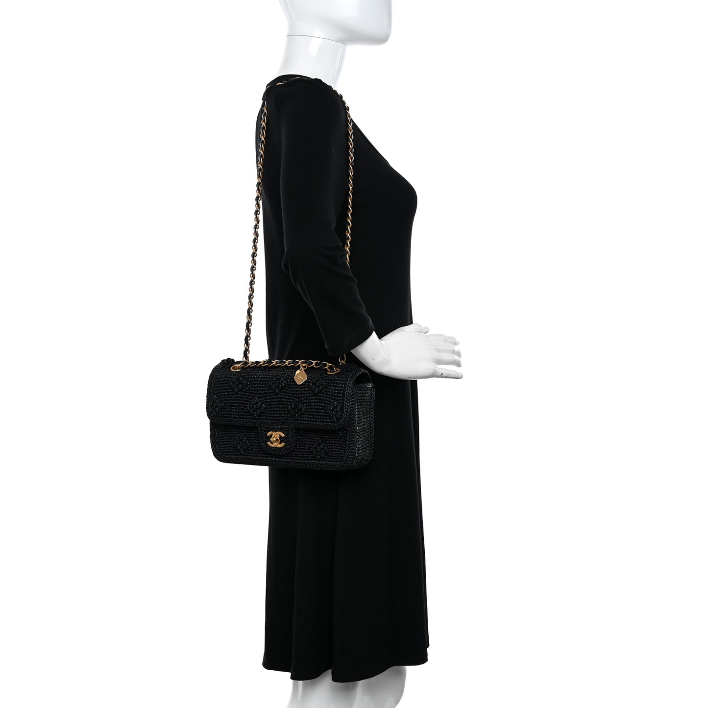 Raffia Dolce Raffia Flap Bag Black