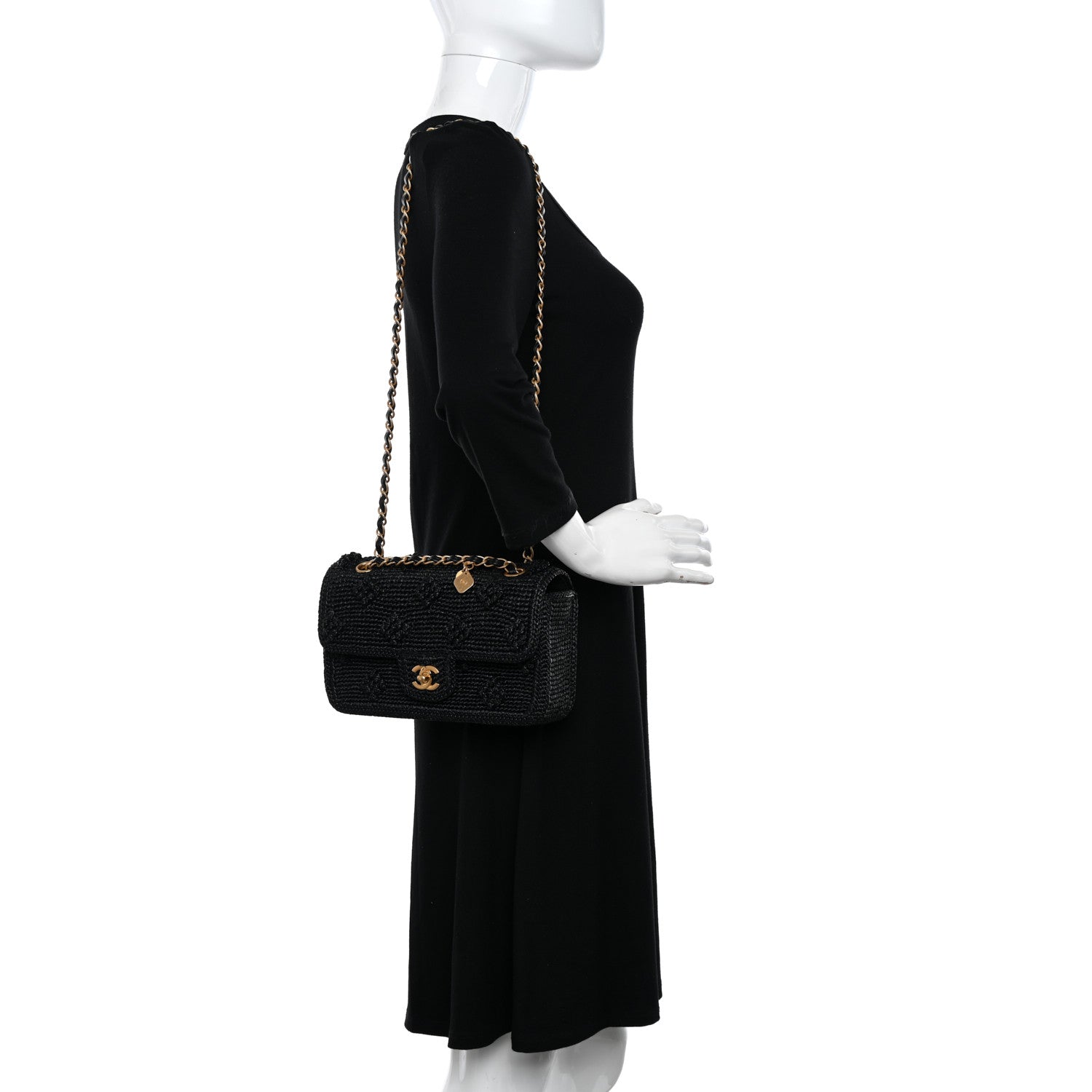 Chanel Raffia Dolce Raffia Flap Bag Black 2 of 11
