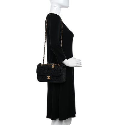Chanel Raffia Dolce Raffia Flap Bag Black 2 of 11