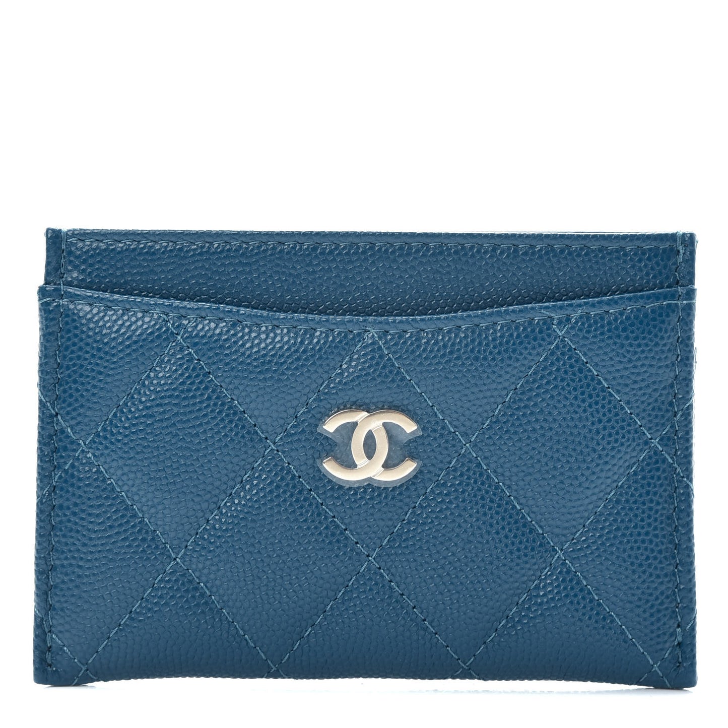 Caviar Quilted Card Holder Blue