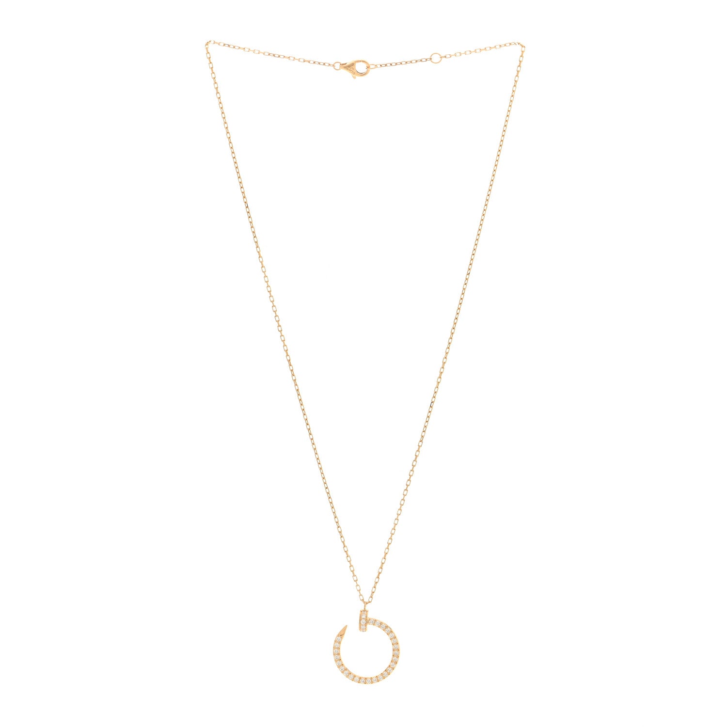 Cartier 18K Yellow Gold Diamond Juste Un Clou Paved Pendant Necklace 3 of 4