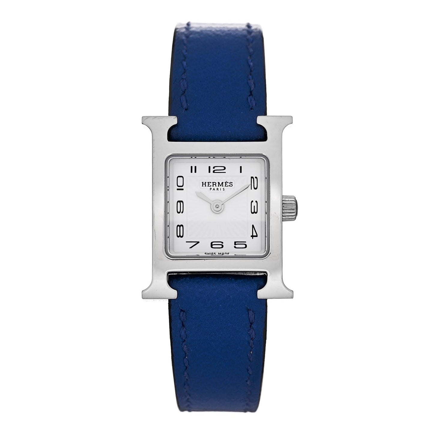 Stainless Steel Swift 17.2mm Heure H Hour Quartz Watch Bleu Electrique