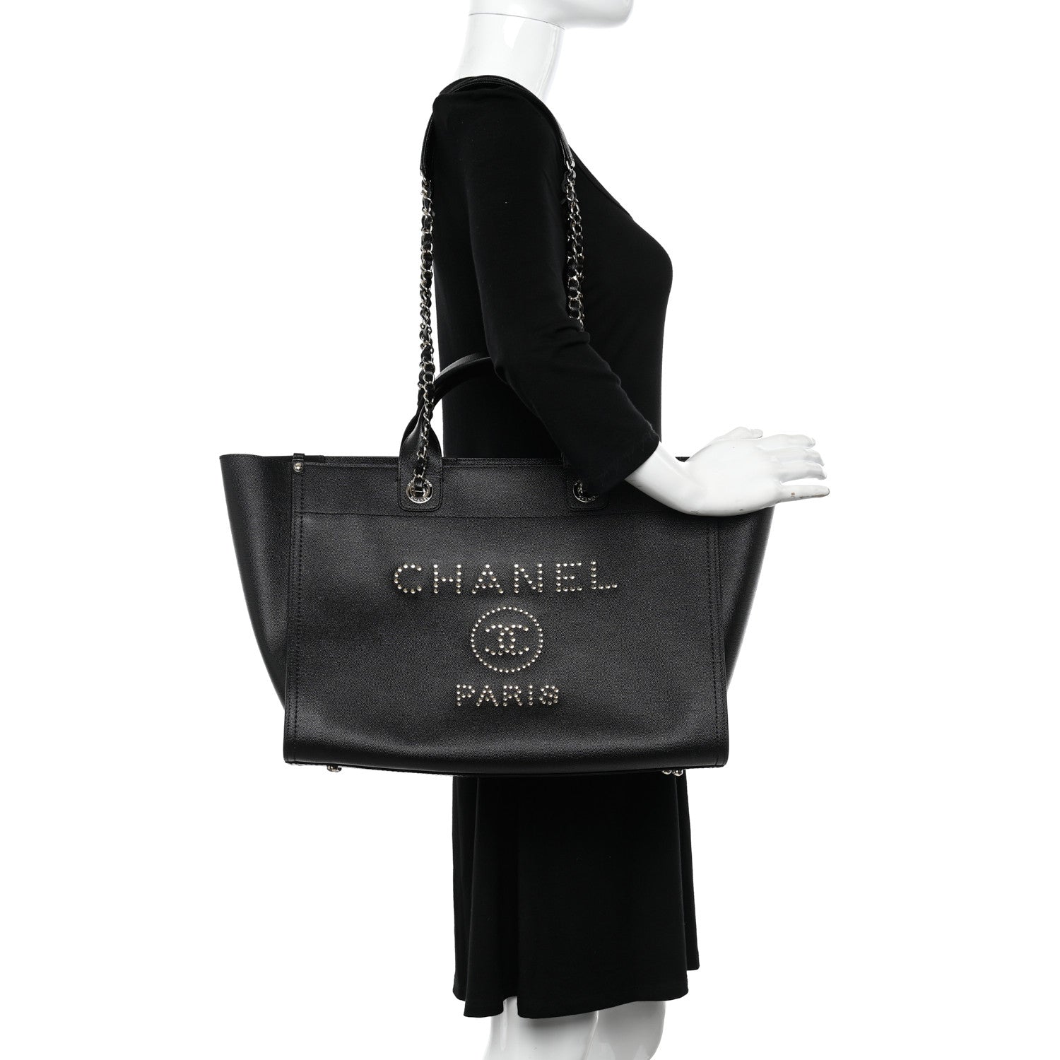Chanel Caviar Medium Studded Deauville Tote Black 2 of 12