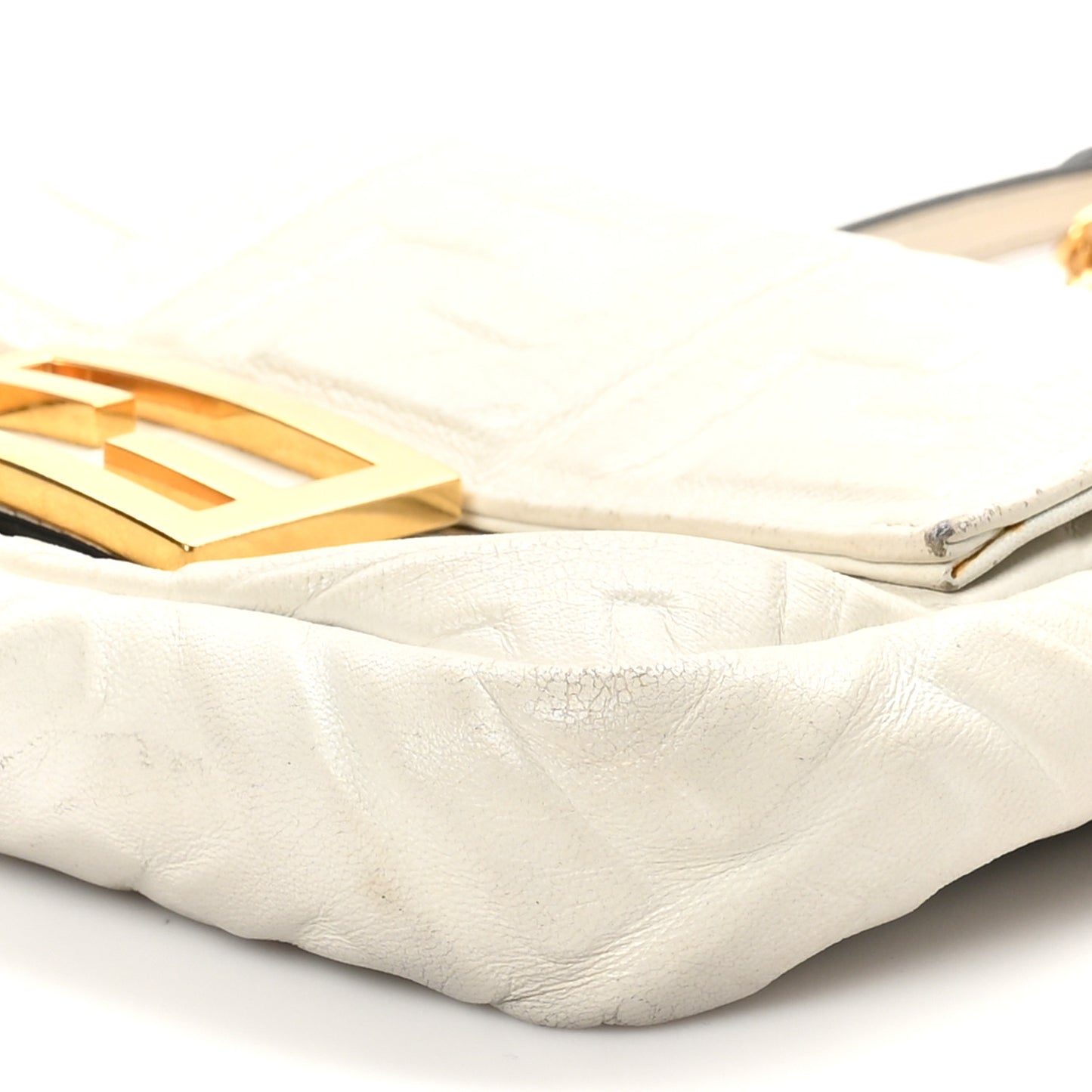 Nappa FF 1974 Embossed Mini Baguette White