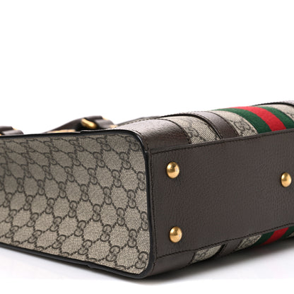Gucci GG Supreme Monogram Textured Dollar Calfskin Web Medium Ophidia Tote Bag Beige Ebony 8 of 9